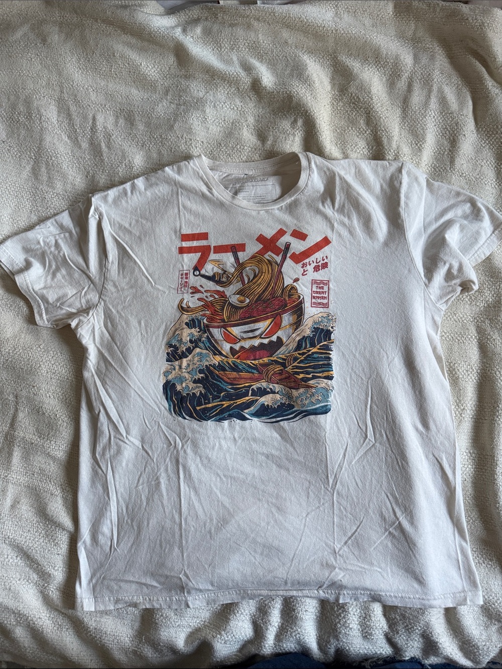 White Graphic Ramen Bowl Print T-Shirt